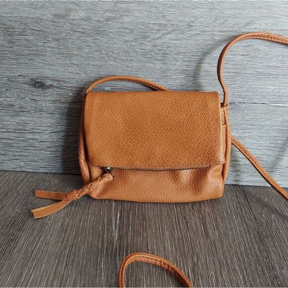 Mossimo Supply Co Brown Faux Leather Tassel Mini Crossbody Bag - Picture 1 of 6